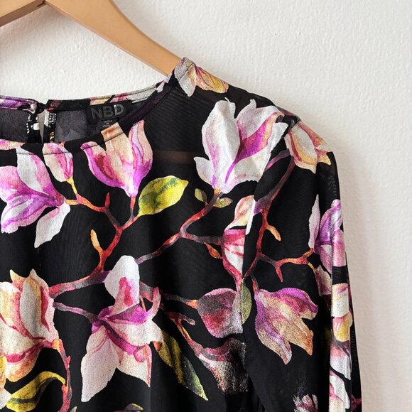 NBD Binx Black Floral Bodysuit - Picture 6 of 10